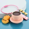 Porte-clés mode fil d'acier tasse à café porte-clés résine mignon charme voiture porte-clés créatif femmes hommes sac porte-clés accessoires