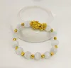 Strand High-end Color PIXIU Plated Gold Mascot Lucky Unique Pink / Blue Natural Opal Women Beads Bracelet