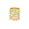 Cluster Rings Half CZ Half Pastel Enamel Candy Colorful Full Finger Engagement Band Fashion Women Rings G230228