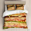 Ensembles de literie mignon ensemble de nourriture Sandwich saucisse Pizza housse de couette pour adultes nordique 150 linge de lit 3d couette Textiles de maison
