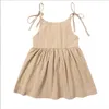 Baby Designer Clothes Girls Suspender Dresses Kids Summer Off Shoulder Princess Slip Dress Fashion Solid Skirts Pocket Sundress BC338