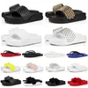 high quality luxury men slippers fashion slides triple black white spikes mens flat flip flops beach hotel platform sandals With Box