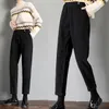 Pantalons pour femmes Capris femmes pantalons en laine automne hiver décontracté solide taille élastique sarouel pleine longueur pantalon S-XXL 230301