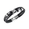 Bracelets porte-bonheur Bracelet en cuir noir pour hommes Accessoires de poignet Fermoir magnétique Fermer Bracelet Bijoux de style bohème en acier inoxydable