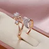 Cluster Rings Kinel Fashion Micro-wax Inlay Natural Zircon Rings for Women 585 Rose Gold Crystal Flower Ring Fine Vintage Wedding Jewelry G230228