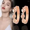 Creolen SINLEERY Koreanischer Stil Liebesbrief 585 Roségold Farbe Tropfenohrring für Frauen Geschenk Freundin Modeschmuck Boho ZD1 SSP