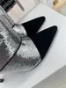 2022 Balamin Classic Sequin Fabric High Heel Bants Boots 10,5 см каблуки отражает элегантную сексуальную современную современную размер 35-41