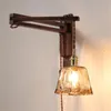 벽 램프 창조적 인 빈티지 조명 접이식 침대 램프 로프트 조명 나무 유리 홈 장식 조명