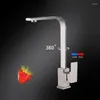 Kitchen Faucets 360 Degree Rotatable Water Faucet Bathroom Basin Deck Mounted Sink Tap Square And Cold Mixer