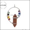 car dvr Pendant Necklaces Fashion 7 Chakras Wire Wrap Conch Shape Natural Healing Stone Crystal Quartz Pendum Opal Amethyst Pink Necklace Dr Dhkgj