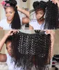 100% Brazilian Virgin Human Raw Hair Bundles With Closure Kinky Curly Natural Color 1B Bundles With Lace Closure Free Shipping