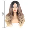 Xuchang wig female front lace gradient long curly hair big wave chemical fiber wig full head set wigs 230301