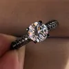 Wedding Rings Minimalist Male Female Crystal Stone Ring Vintage 14KT Black Gold Filled Jewelry Solitaire For Men And Women