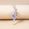 Chaînes 2023 Ballet Danse Fille Pendentif Collier Cristal Violet Danse Ballerine Chandail Chaîne Colliers Pour Femmes Bijoux De Mode