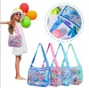 Kids Mesh Shell Toys Organizador Sacos de praia de areia coletando tesouros Bolsa de armazenamento Dinosaur Viagem ao ar livre zíper portátil Bolsas de ombro portátil BC399