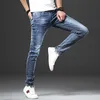 Herr jeans jantour varumärke mager jeans män smal fit denim joggers sträcka manliga jean blyerts byxor blå mode casual hombre ny y2303