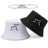 Berets Cute Bear Embroidered Bucket Hat Women Men Double-sided Wear Outdoor Sun Visor Hats Unisex Wide Brim Foldable Fisherman Caps