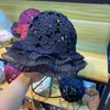 Cappelli a tesa larga Hollow Garden Eyelash Lace Handmade Crochet Ruffle Hollowing Out Acrylic Leisure Lady Sun Cap Women Hat