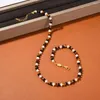 Catene Ins Design di nicchia Collana di perline retrò di perle naturali Agata nera Blogger in pietra occhio di tigre con gli stessi accessori di gioielli