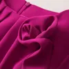 2023 Spring Purple Solid Color Panel Panel Dress Lång ärm Runda nacke veckade MIDI Casual Dresses S3F280104 Plus Size XXL