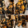 Chemisiers pour femmes 2023 Summer Fashion Femmes Tops Et French Retro Bubble Sleeve Floral V-cou Button Up Chemises Femme Vêtements En Mousseline De Soie 2880