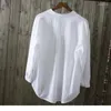 Women's Blouses 2023 Spring Summer Causal White Women Shirts V-neck Loose Cotton Office Lady Elegant Double Pocket Blouse Tops