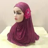 Ethnic Clothing Fashion Flowers Girls Muslim Applique Hijab Amira Islamic Woman Scarf Shawl Headscarf Hat Arabic Head Wraps Cap Malaysia