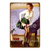 Vintage pin up poster metalen tin teken sexy lady lady posters home decor auto strand schoonheid meisje kunst muur sticker bar room pub club man cave bord home muur decor maat 30x20cm w01