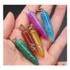 car dvr Pendant Necklaces Arrowhead Point Semiprecious Stone Pillar Pendum Diy Men Necklace Energy Jewelry Making Hip Hop Retro Punk Style D Dhfhl