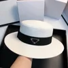Luxury Women's designer straw hat flat top hat high quality men's and women's same triangle sun visor