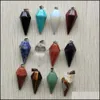 CAR DVR CHARMS BORDED Natural Stone Pillar Chakra Pendum Pyramid Healing Reiki Point Pendants For Necklace Jewelry Making Drop Delivery Fi DHSFJ