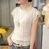 Women's Blouses Summer Fashion Style Women Loose Short Petal Sleeve Floral Lace Tops Chiffon Big Size White Shirt