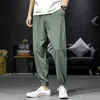 Kadın Pantolon Capris Hybskr High Street Büyük Keten Düz Renk Erkek Pantolon Japon büyük boy hip hip harem pantolon erkek rahat pantolon 230301