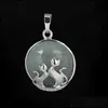 car dvr Pendant Necklaces Cute Crystal Double Cat Play Side Necklace Natural Stone Moon Couple Jewelry Gift Female Animal Drop Delivery Penda Dhcez