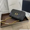 23SS Womens Designer Badge With Pearl Quiltade väskor Classic Mini Flap Quiltad Purse Gold Metal Chain Crossbody Shoulder Handbags Black White Purse 20x12cm