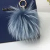 Keychains 15cm Large Fluffy Pompom Genuine Raccoon Fur Keychain Pendant Key Chain Bag Charm Women Bagpack Accessories