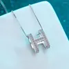 Chains Moissanite H Necklace 925 Sterling Silver Pendant 0.52ct Luxury Necklaces Jewelry For Women