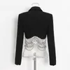 Zweiteiliges Kleid Damen Casual Sets Herbst Langarm Strickjacke Blazer Set zweiteilige Outfits Kurzer Rock einfarbig Lady Black Suits 230228