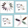 Auto DVR Hanger Kettingen IJzeren Draad gewikkeld zeshoek Pendum Chakra Haling Crystal Opal Turquoise Stone Pink Quartz Sieraden Fashion Gold Sier Dhmgw