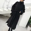 Misto lana da donna Scuola Cappotto coreano in poliestere allentato Cintura invernale Vintage Autunno Donna Plus Size Abrigo Mujer Invierno Abbigliamento EH50CO