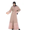 Etniska kläder muslimska mode Mellanöstern Eid Duabi Abaya Turkiet mantel enkel sömnad remskrockar Abya Beltklänning