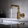 Krany zlewu łazienkowego nowoczesne mikser dorzecza retro przemysłowy kran mosiądzu zimny i czarny złoty pokład wodny krany zamontowane