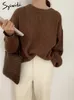 Kvinnors tröjor Syiwidii ​​stora kvinnliga tröjor Vintage Pullovers Fall Winter Korean långärmad o-hals stickad Löst Harajuku Jumpers 230301