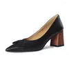 Elbise Ayakkabı 2023 Bahar Kadınlar Saçlı Ayak Parçası Tıknaz Topuk Pompaları Zapatos de Mujer için Gerçek Deri Yüksek Topuklu Yay Knot