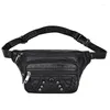 Waist Bags Fashion Rivets Women Belt Bag Designer Fanny Pack Soft PU Leather Simple Female Phone Pockets Chest Sac