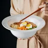 Bowls Simple Round Ceramic Ramen Noodle Mixing Bowl Soup Basin Restaurant Dining Table Solid Color Cutlery Fruit Salad Plate Rice