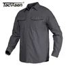 Chemises décontractées pour hommes TACVASEN Summer Cargo Work Shirts Hommes Safari Militaire Tactique Chemises À Manches Longues Boutonné Performance Chemises Airsoft Vêtements 230301