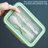 Dinnerware Sets Lunch Box Case Microwave Oven Heat-resistant Fresh-keeping With Spoon Chopsticks Sealed 3 Grid Tableware For Home Office