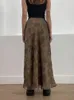 HEYounGIRL Autumn Long Skirt Vintage Floral Print Low Rise Ladies s Aesthetic Y2K High Street Retro Mesh Chic Casual 230301