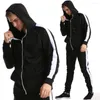 Heren Hoodies Zipper Suit Casual Slim Fit Patchwork Jacket Men 2 -Piece Track Jogging Sportswear Hoodie Pants Twee Twee